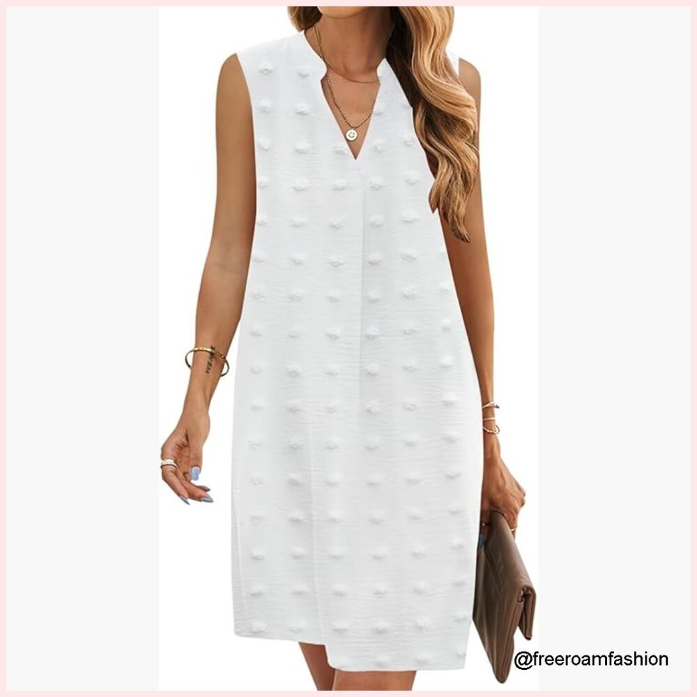Sleeveless V-Neck Polyester Casual Sundress Women's S-2xl Beach Dress